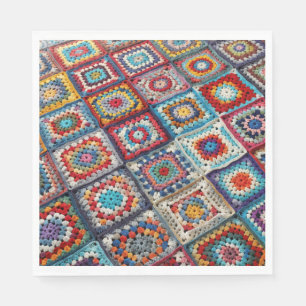 Granny Square Crocheted Quilt  Napkin