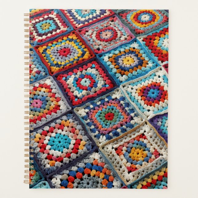 Granny Square Crocheted Quilt  Planner (Front)