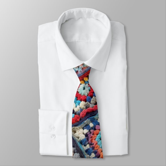 Granny Square Crocheted Quilt  Tie (Tied)