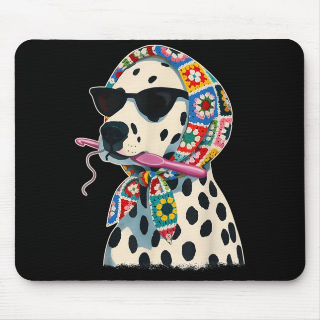 Granny Square Dalmatian Funny Dalmatian Dog Mouse Pad (Front)