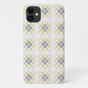 Granny square sketch design yellow grey iPhone 11 case