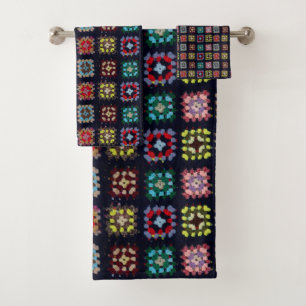 Granny squares bath towel set