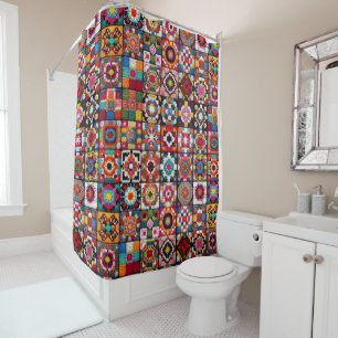 Granny Squares Crochet Pattern Blanket Print 