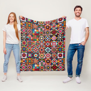 Granny Squares Crochet Pattern Blanket Print 
