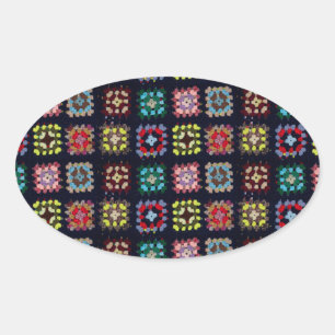 Granny squares oval sticker