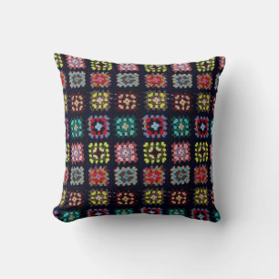 Granny squares throw pillow