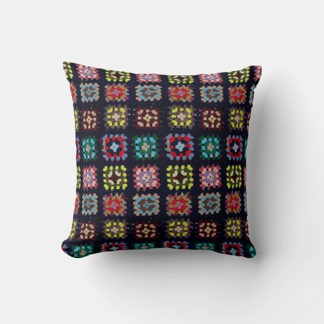 Granny squares throw pillow (Front)