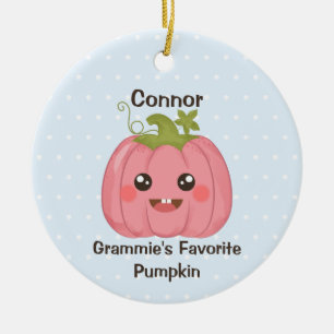 Granny's Favorite Pumpkin Custom Grandchild Name Ceramic Ornament