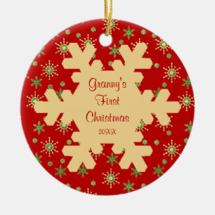 Granny's First Christmas Red Snowflake Ornament