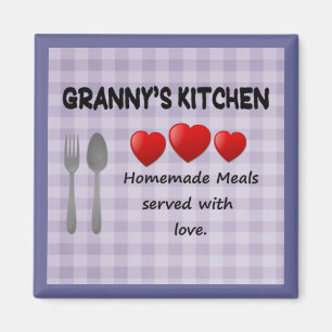 Granny's Kitchen Purple Gingham Magnet