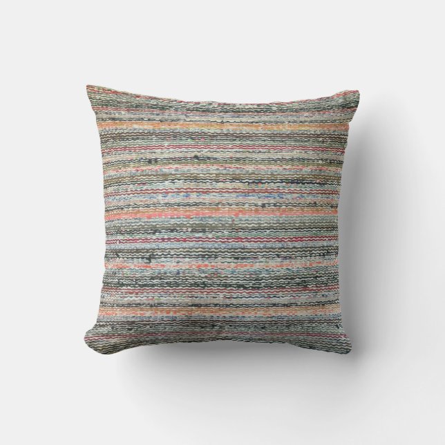 Granny's Rag Rug Throw Pillow (Front)