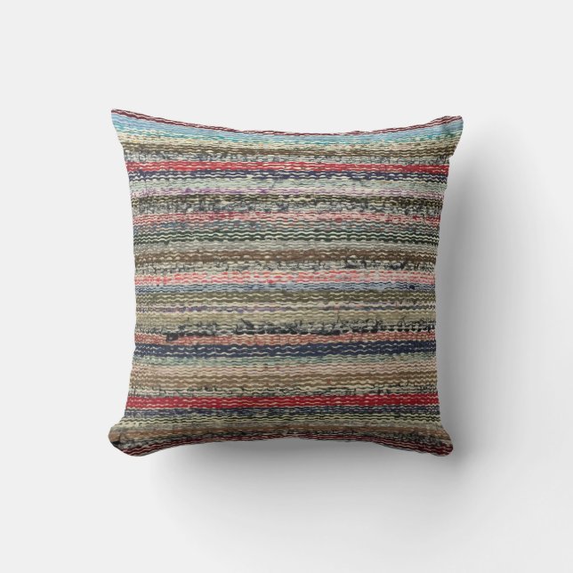 Granny's Rag Rug Throw Pillow (Front)