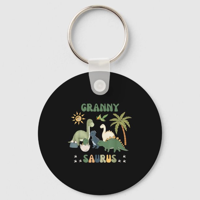 Grannysaurus T Rex Dinosaur Granny Saurus Family M Keychain (Front)