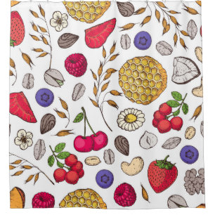 Granola,  muesli seamless pattern. Oat flakes hand