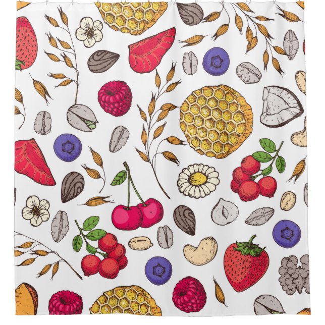 Granola,  muesli seamless pattern. Oat flakes hand (Front)