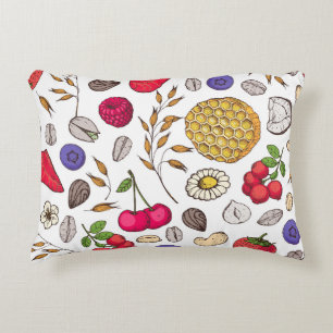 Granola,  muesli seamless pattern. Oat flakes hand Accent Pillow