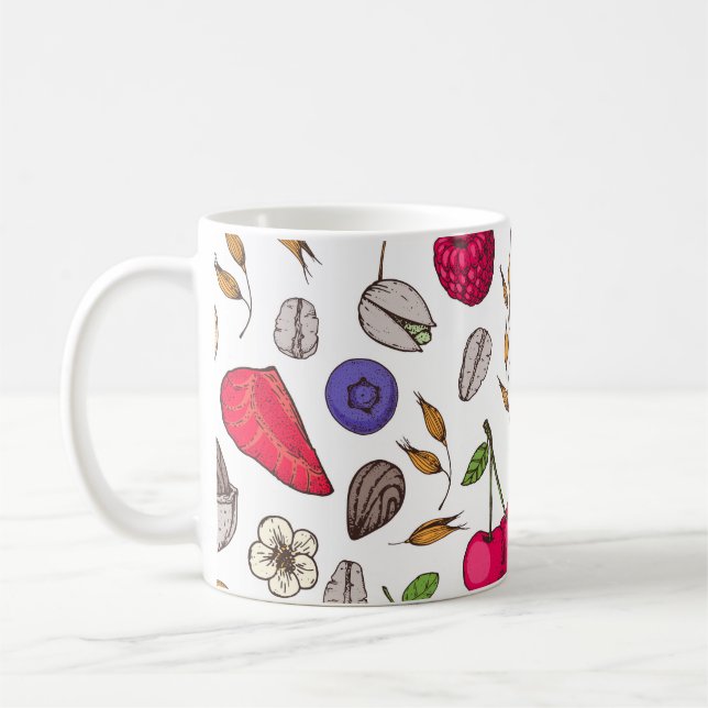 Granola,  muesli seamless pattern. Oat flakes hand Coffee Mug (Left)