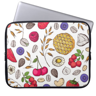Granola,  muesli seamless pattern. Oat flakes hand Laptop Sleeve