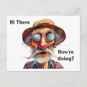 Granpa saying Hi and asking How're Doing? Editable Postcard