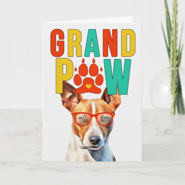 GranPAW Basenji Dog Funny Grandparents Day Holiday Card (Front)
