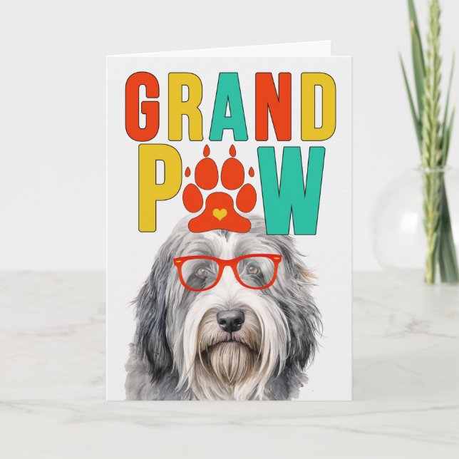 GranPAW Bearded Collie Dog Funny Grandparents Day Holiday Card (Front)