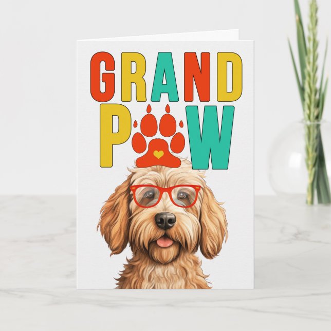 GranPAW Caramel Labradoodle Funny Grandparents Day Holiday Card (Front)