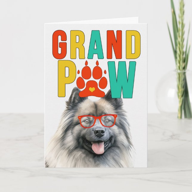 GranPAW Keeshond Dog Funny Grandparents Day Holiday Card (Front)