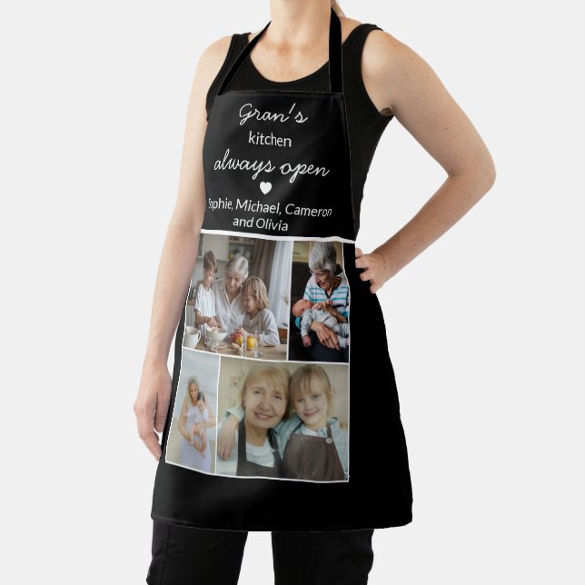 Gran's Kitchen Always Open Black And White Photos Apron (Insitu)