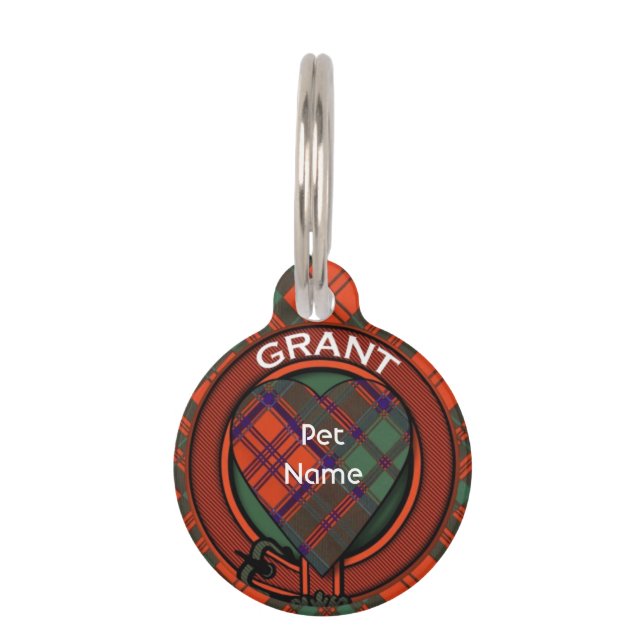 Grant clan Plaid Scottish tartan Pet Tag (Front)