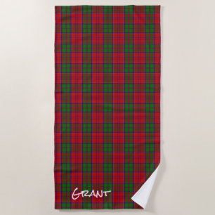 Grant Clan Tartan Plaid Beach Towel