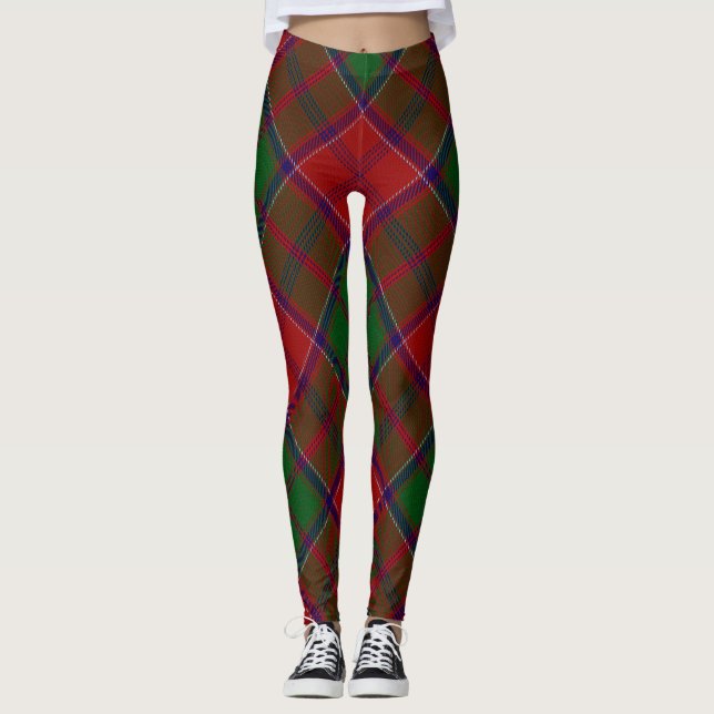 Grant Clan Tartan Scottish Plaid Leggings (Front)
