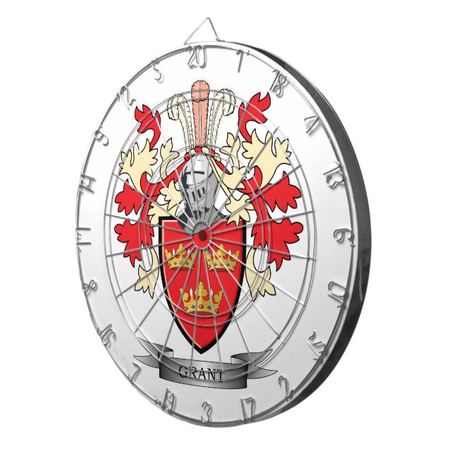 Grant Family Crest Coat of Arms Dartboard (Front Right)