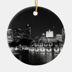 Grant Park Chicago Grayscale Ceramic Ornament