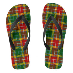 Grant Tartan Red Green and Yellow Adult Flip Flops