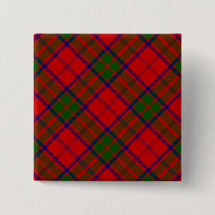 Grant tartan red green plaid 2 inch square button