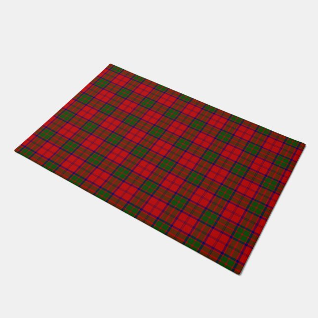 Grant tartan red green plaid doormat (Angled)