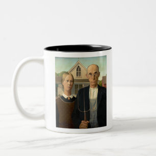 Grant Wood American Gothic Two-Tone Coffee Mug