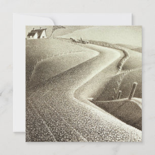 Grant Wood artwork, March, landscape Card