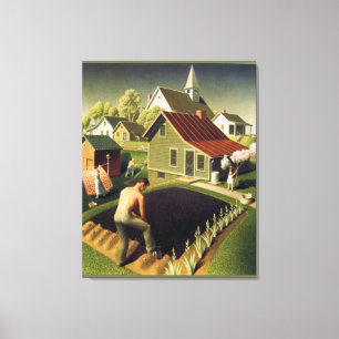 Grant Wood - Printemps en toile de ville Imprimer