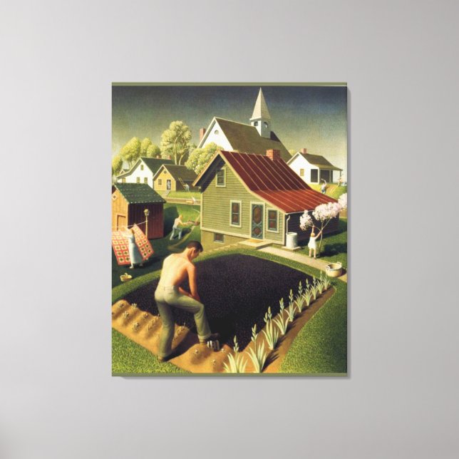 Grant Wood - Spring in Town Canvas Print (Front)