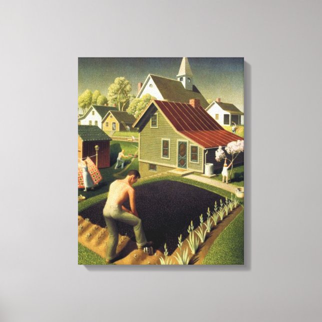 Grant Wood - Spring in Town Canvas Print (Front)