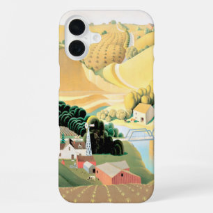 Grant Wood - Stone City, Iowa, famous painting, iPhone 16 Plus Case