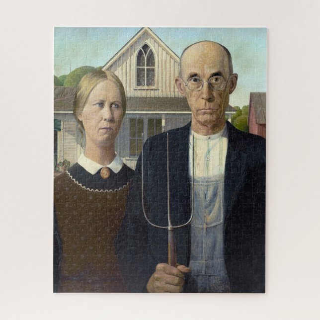 Grant Wood's American Gothic Jigsaw Puzzle (Vertical)