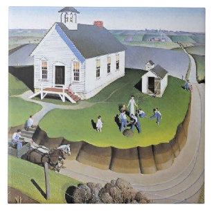 Grant Wood's Arbor Day artwork Tile