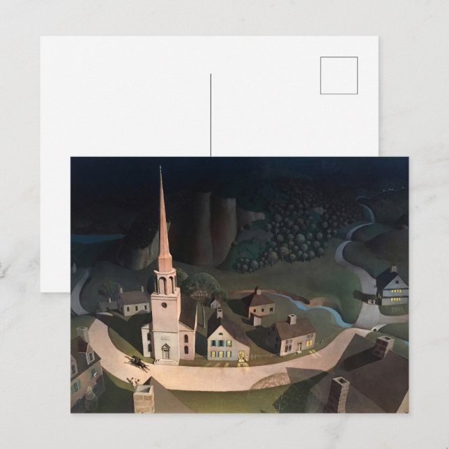 Grant Wood's The Midnight Ride of Paul Revere Postcard (Front/Back)