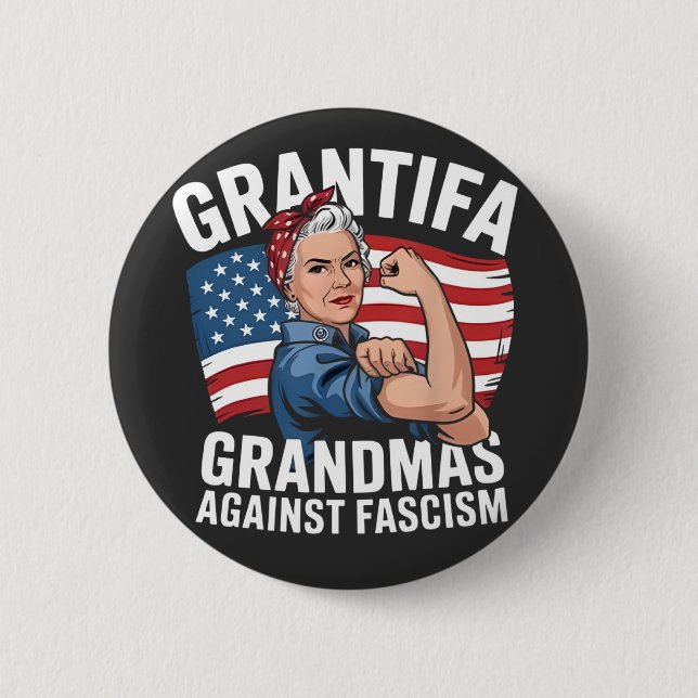 Grantifa Grandma Against Facism No King USA  2 Inch Round Button (Front)