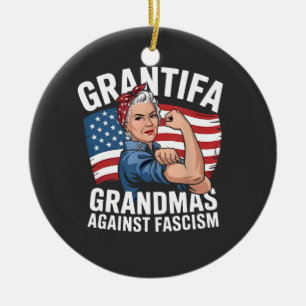 Grantifa Grandma Against Facism No King USA  Ceramic Ornament