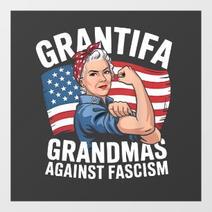 Grantifa Grandma Against Facism No King USA  Window Cling