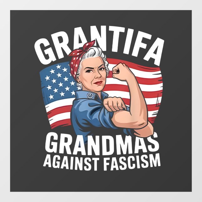 Grantifa Grandma Against Facism No King USA  Window Cling