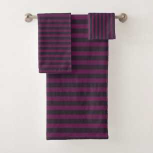 Grape and Dark Purple Stripes Bath Towel Set